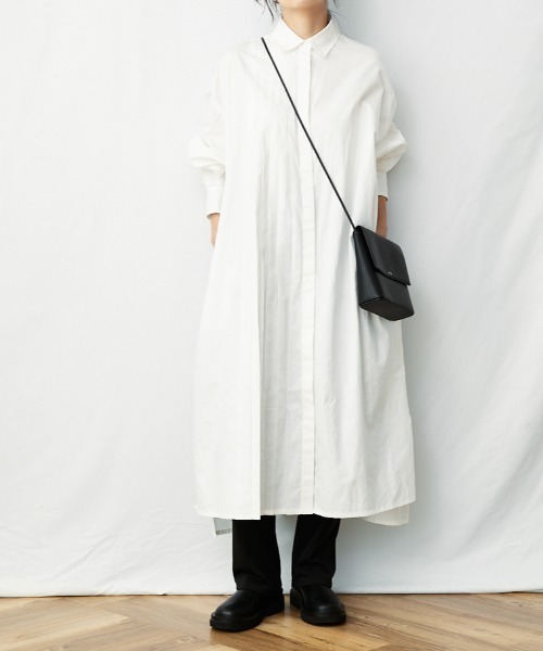 AZUL ENCANTO（アズールエンカント）の「アシメタックロングシャツワンピース（シャツワンピース・レディース・ホワイト/ブラック・FREE）」の10枚目の写真