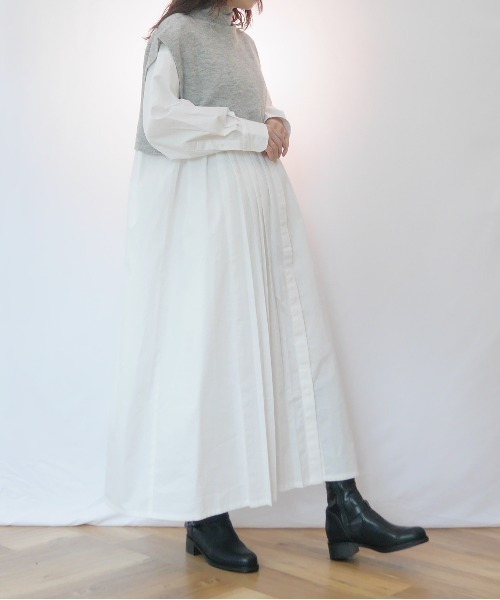 AZUL ENCANTO（アズールエンカント）の「アシメタックロングシャツワンピース（シャツワンピース・レディース・ホワイト/ブラック・FREE）」の6枚目の写真