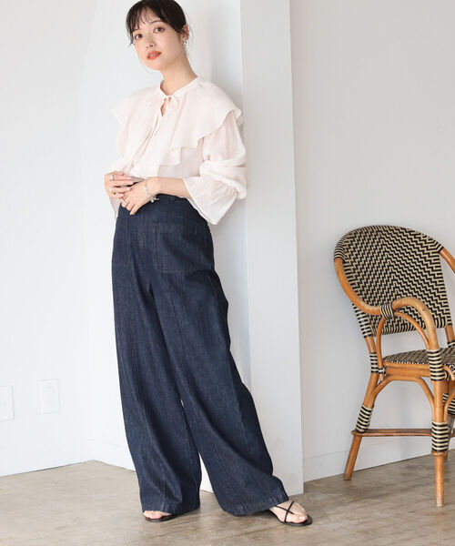BeAMS DOT（ビームスドット）の「【WEB限定】BeAMS DOT / 楊柳 フリルブラウス（シャツ/ブラウス・レディース・レッド系その他2/ネイビー・FREE）」の6枚目の写真