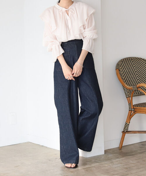 BeAMS DOT（ビームスドット）の「【WEB限定】BeAMS DOT / 楊柳 フリルブラウス（シャツ/ブラウス・レディース・レッド系その他2/ネイビー・FREE）」の9枚目の写真