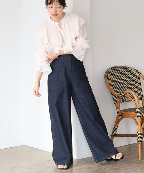 BeAMS DOT（ビームスドット）の「【WEB限定】BeAMS DOT / 楊柳 フリルブラウス（シャツ/ブラウス・レディース・レッド系その他2/ネイビー・FREE）」の12枚目の写真
