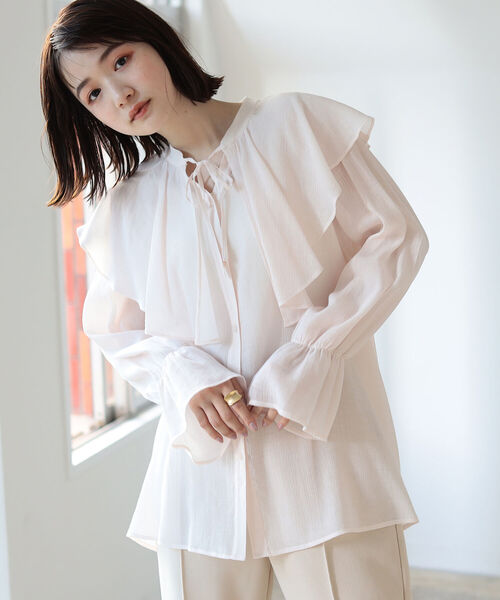 BeAMS DOT（ビームスドット）の「【WEB限定】BeAMS DOT / 楊柳 フリルブラウス（シャツ/ブラウス・レディース・レッド系その他2/ネイビー・FREE）」の13枚目の写真