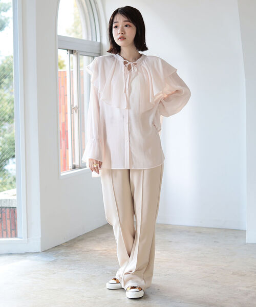 BeAMS DOT（ビームスドット）の「【WEB限定】BeAMS DOT / 楊柳 フリルブラウス（シャツ/ブラウス・レディース・レッド系その他2/ネイビー・FREE）」の15枚目の写真