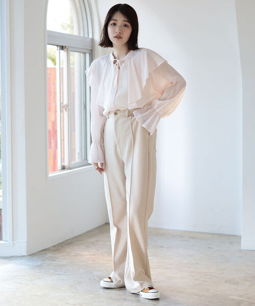 BeAMS DOT（ビームスドット）の「【WEB限定】BeAMS DOT / 楊柳 フリルブラウス（シャツ/ブラウス・レディース・レッド系その他2/ネイビー・FREE）」の16枚目の写真