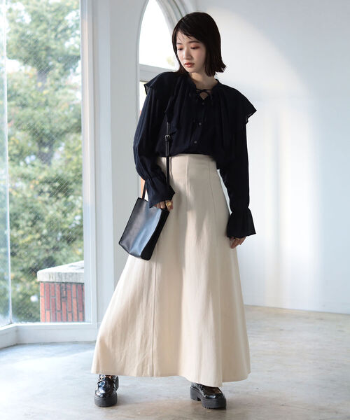 BeAMS DOT（ビームスドット）の「【WEB限定】BeAMS DOT / 楊柳 フリルブラウス（シャツ/ブラウス・レディース・レッド系その他2/ネイビー・FREE）」の21枚目の写真