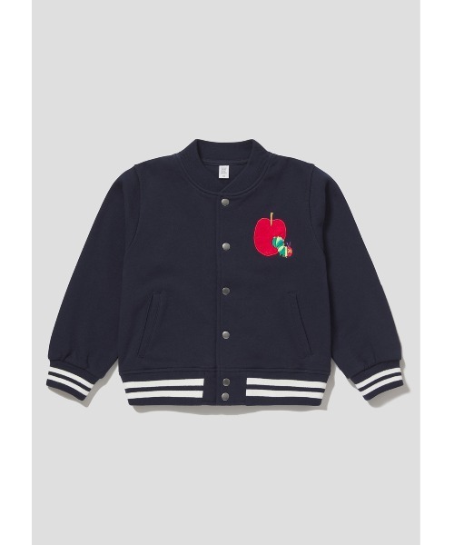 Design Tshirts Store graniph(デザイン ティーシャツ ストア グラニフ)の「はらぺこあおむし カレッジ(エリック カール)|コラボキッズスウェットスタジアムジャンパー(ブルゾン・キッズ・ネイビー・110/130)」の4枚目の写真