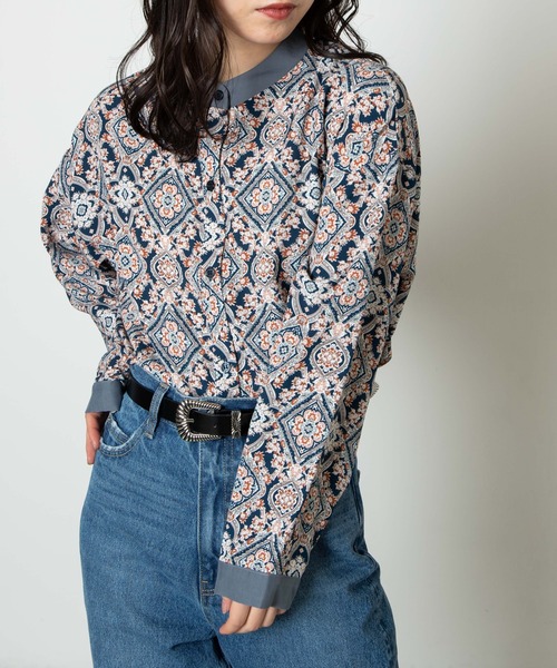 WEGO(ウィゴー)の「WEGO/【WEB限定】パイピングバンドカラーシャツ(シャツ/ブラウス・レディース・その他1/その他2/その他3・FREE)」の2枚目の写真