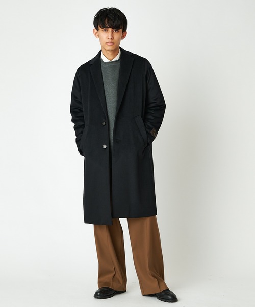 CIAOPANIC(チャオパニック)の「【RAXA/ラシャ】NOBILIA メルトンシングルチェスターコート(チェスターコート・メンズ・チャコールグレー/ブラック/ダークグリーン・MEDIUM/LARGE)」の4枚目の写真