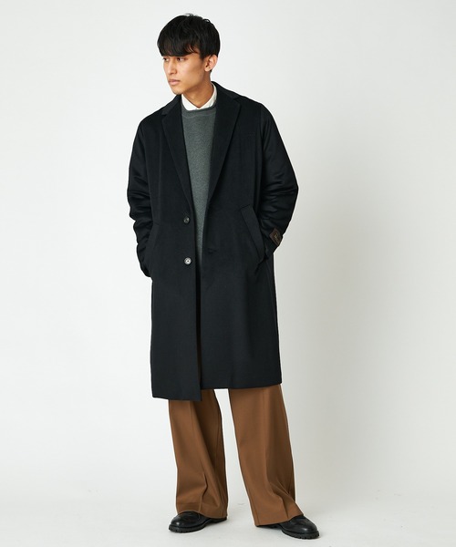 CIAOPANIC(チャオパニック)の「【RAXA/ラシャ】NOBILIA メルトンシングルチェスターコート(チェスターコート・メンズ・チャコールグレー/ブラック/ダークグリーン・MEDIUM/LARGE)」の5枚目の写真