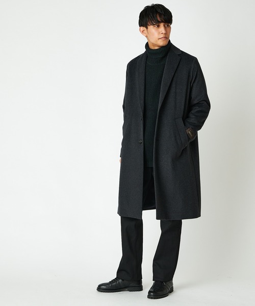 CIAOPANIC(チャオパニック)の「【RAXA/ラシャ】NOBILIA メルトンシングルチェスターコート(チェスターコート・メンズ・チャコールグレー/ブラック/ダークグリーン・MEDIUM/LARGE)」の12枚目の写真