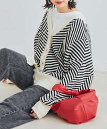 【WEB限定】マストトレンド！へリンボーンバイカラーカーディガン