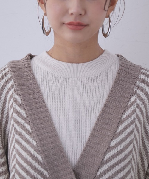 vis-`a-vis（ビサビ）の「【WEB限定】マストトレンド！へリンボーンバイカラーカーディガン（カーディガン/ボレロ・レディース・ベージュ/ブルー系その他4/ブラック・FREE）」の16枚目の写真