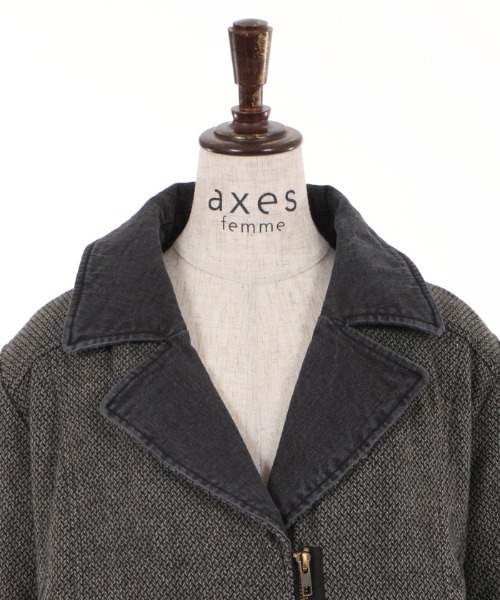 axes femme（アクシーズファム）の「ツィード×デニムＪＫＴ（デニムジャケット・レディース・ブラック/インディゴブルー・MEDIUM）」の11枚目の写真