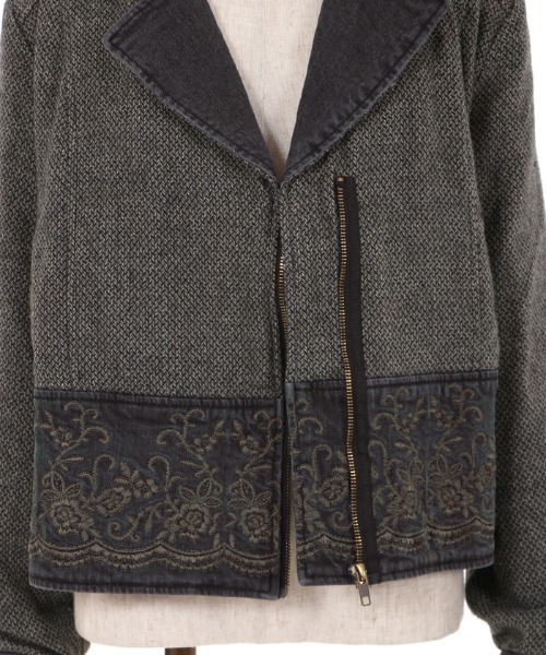 axes femme（アクシーズファム）の「ツィード×デニムＪＫＴ（デニムジャケット・レディース・ブラック/インディゴブルー・MEDIUM）」の9枚目の写真