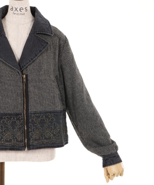 axes femme（アクシーズファム）の「ツィード×デニムＪＫＴ（デニムジャケット・レディース・ブラック/インディゴブルー・MEDIUM）」の18枚目の写真
