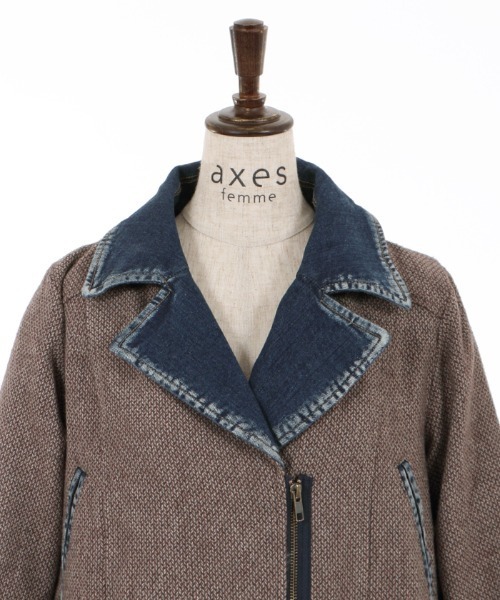 axes femme（アクシーズファム）の「ツィード×デニムＪＫＴ（デニムジャケット・レディース・ブラック/インディゴブルー・MEDIUM）」の22枚目の写真