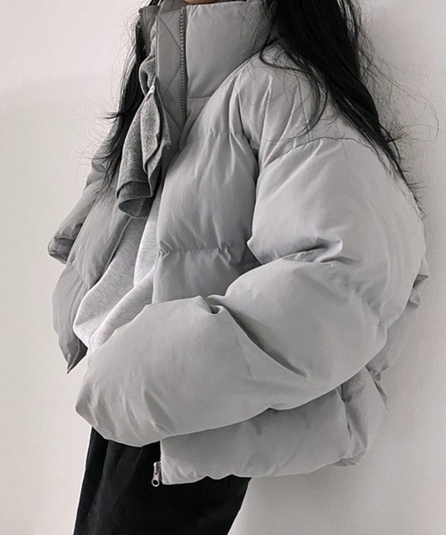 Doula Doula（ドゥーラドゥーラ）の「クロップド丈エコダウンジャケット（ブルゾン・レディース・ベージュ/グレー/オレンジ・FREE）」の10枚目の写真