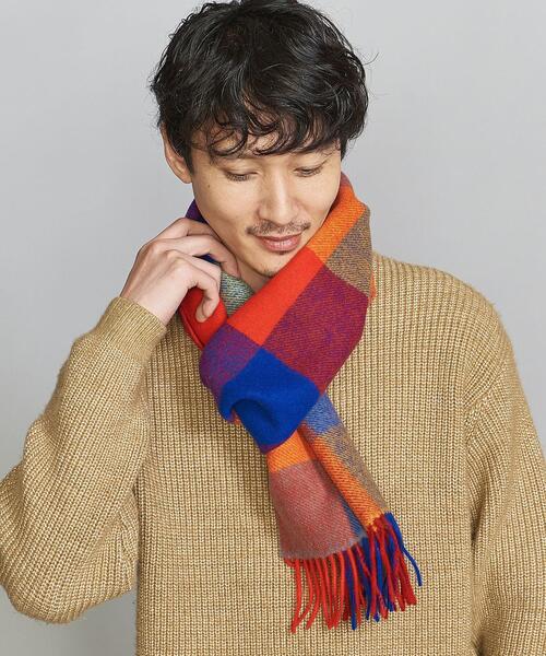 BEAUTY&YOUTH UNITED ARROWS(ビューティーアンドユースユナイテッドアローズ)の「BY ブロックチェック マフラー(マフラー・メンズ・ブラック/オレンジ・FREE)」の10枚目の写真