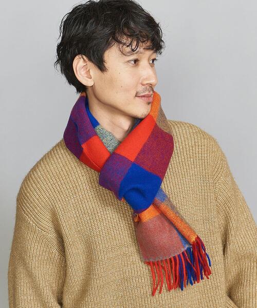 BEAUTY&YOUTH UNITED ARROWS(ビューティーアンドユースユナイテッドアローズ)の「BY ブロックチェック マフラー(マフラー・メンズ・ブラック/オレンジ・FREE)」の9枚目の写真