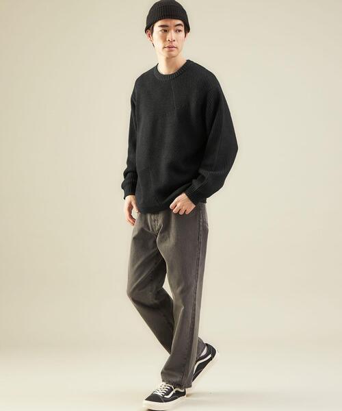 green label relaxing（グリーンレーベルリラクシング）の「フォークランドウール キリカエ クルーネック ニット（ニット/セーター・メンズ・ホワイト/ブラック・S/M/L/XL）」の6枚目の写真