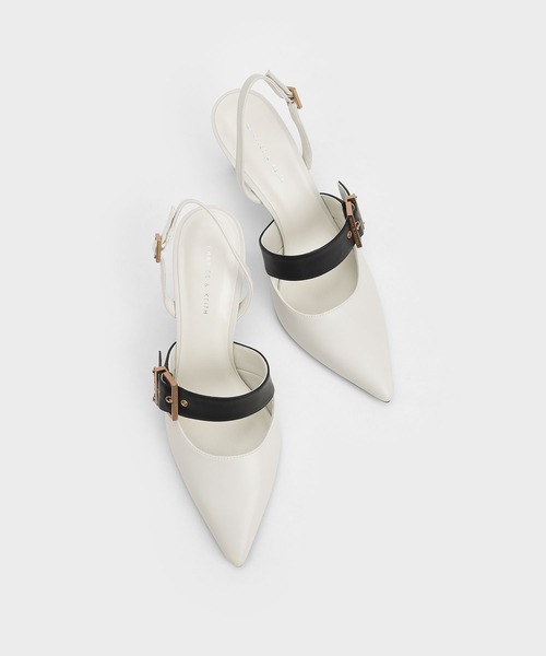 CHARLES & KEITH（チャールズ & キース）の「バックルド スリングバックパンプス / Buckled Slingback Pumps（パンプス・レディース・オフホワイト/ダークブルー・22.5cm/23cm/23.5cm/24.5cm/25cm/25.5cm/22cm）」の7枚目の写真