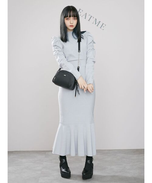 EATME（イートミー）の「クロスケーブルニットスカート（セットアップ可能）（スカート・レディース・ブラック/ブルー/ベージュ/グレー・FREE）」の15枚目の写真