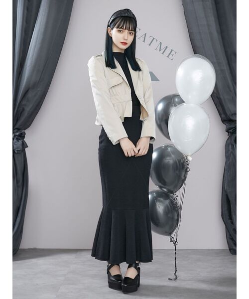 EATME（イートミー）の「クロスケーブルニットスカート（セットアップ可能）（スカート・レディース・ブラック/ブルー/ベージュ/グレー・FREE）」の14枚目の写真