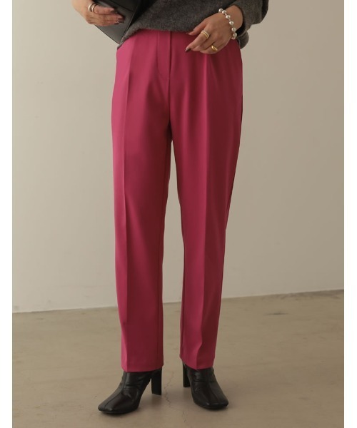 Re:EDIT（リエディ）の「[低身長サイズ有][保湿]潤って暖かい裏微起毛リサイクルセンタースリットテーパードパンツ（その他パンツ・レディース・アイボリー/ラベンダー/ブラック/ブルー/ピンク/グリーン/ブラウン・AS/LARGE/AL/MEDIUM/SMALL/AM）」の2枚目の写真