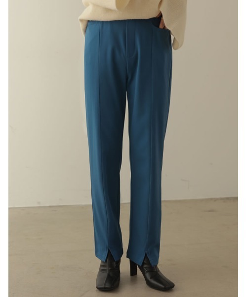 Re:EDIT（リエディ）の「[低身長サイズ有][保湿]潤って暖かい裏微起毛リサイクルセンタースリットテーパードパンツ（その他パンツ・レディース・アイボリー/ラベンダー/ブラック/ブルー/ピンク/グリーン/ブラウン・AS/LARGE/AL/MEDIUM/SMALL/AM）」の6枚目の写真