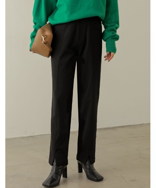 Re:EDIT（リエディ）の「[低身長サイズ有][保湿]潤って暖かい裏微起毛リサイクルセンタースリットテーパードパンツ（その他パンツ・レディース・アイボリー/ラベンダー/ブラック/ブルー/ピンク/グリーン/ブラウン・AS/LARGE/AL/MEDIUM/SMALL/AM）」の4枚目の写真