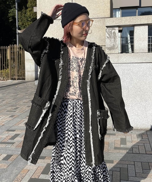 byYOUANCE（バイユアンス）の「フリンジデニムジャケット（デニムジャケット・レディース・ブラック/インディゴブルー/その他1・FREE）」の21枚目の写真