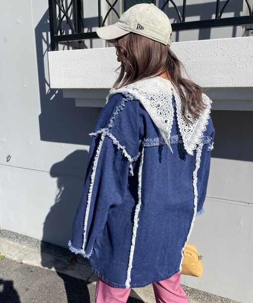 byYOUANCE（バイユアンス）の「フリンジデニムジャケット（デニムジャケット・レディース・ブラック/インディゴブルー/その他1・FREE）」の17枚目の写真