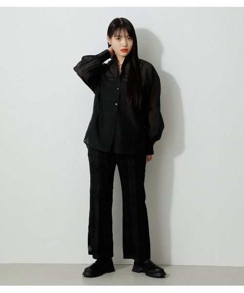 BANDNECKSHEERSHIRT/バンドネックシアーシャツ