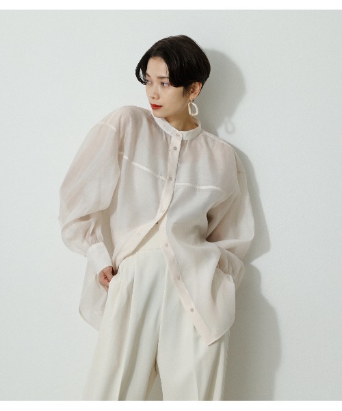 BANDNECKSHEERSHIRT/バンドネックシアーシャツ