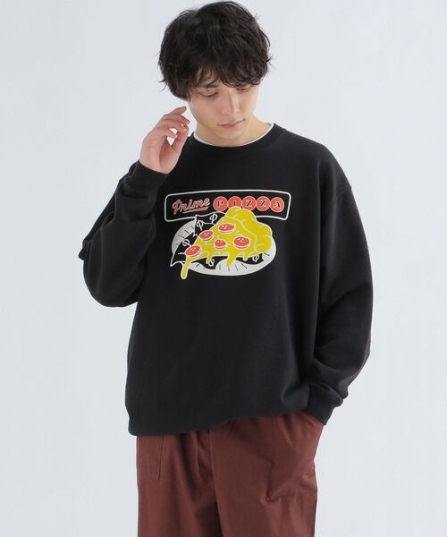 SHIPS any(シップス エニィ)の「【SHIPS any別注】LA FAST FOOD: フードプリント スウェット◇(スウェット・メンズ・ブラック/グレー/ロイヤルブルー/ピンク・MEDIUM/LARGE/X-LARGE)」の1枚目の写真