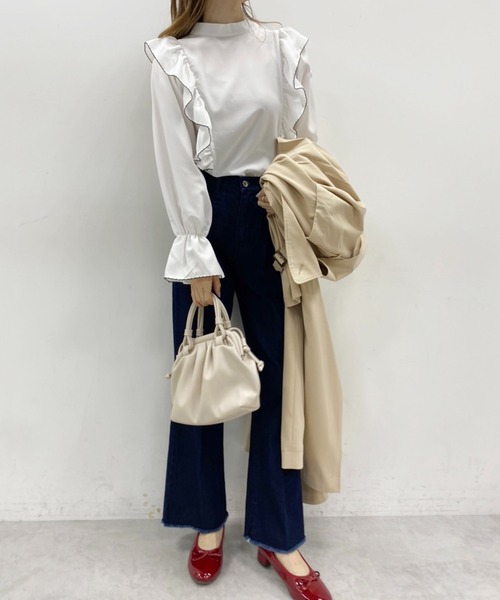 one after another NICE CLAUP（ワンアフターアナザーナイスクラップ）の「WEB限定　前後2WAYフリルボウタイブラウス（シャツ/ブラウス・レディース・オフホワイト/ホワイト系その他/モカ/ライトベージュ・FREE）」の20枚目の写真