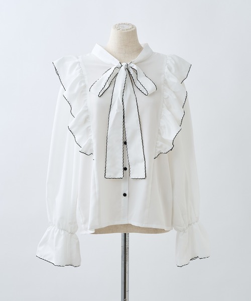 one after another NICE CLAUP（ワンアフターアナザーナイスクラップ）の「WEB限定　前後2WAYフリルボウタイブラウス（シャツ/ブラウス・レディース・オフホワイト/ホワイト系その他/モカ/ライトベージュ・FREE）」の17枚目の写真