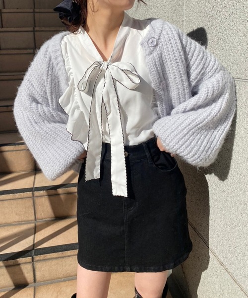 one after another NICE CLAUP（ワンアフターアナザーナイスクラップ）の「WEB限定　前後2WAYフリルボウタイブラウス（シャツ/ブラウス・レディース・オフホワイト/ホワイト系その他/モカ/ライトベージュ・FREE）」の19枚目の写真