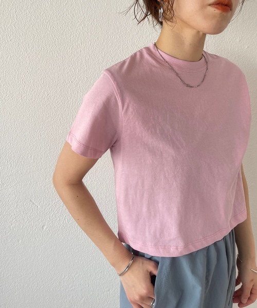 wee9s(ウィークス)の「daily daily compact tee / デイリーデイリークロップド丈コンパクトティー(Tシャツ/カットソー・レディース・ピンク/ブルー/ホワイト/レッド/ブラック・FREE)」の21枚目の写真
