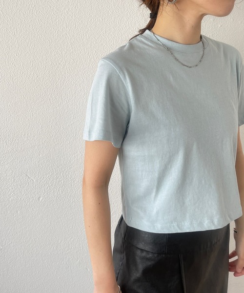wee9s(ウィークス)の「daily daily compact tee / デイリーデイリークロップド丈コンパクトティー(Tシャツ/カットソー・レディース・ピンク/ブルー/ホワイト/レッド/ブラック・FREE)」の9枚目の写真