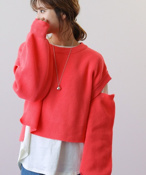 frames RAY CASSIN(フレームスレイカズン)の「WEB限定 ベスト着用可 3袖取り外し3WAYカラーニット(ニット/セーター・レディース・ピンク/イエロー/イエロー×グリーン・FREE)」の15枚目の写真