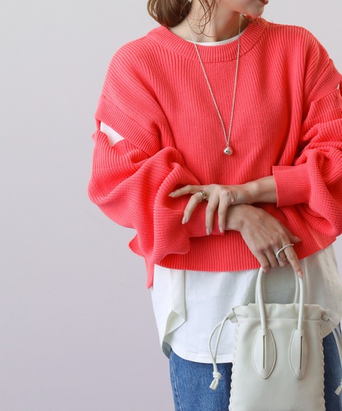 frames RAY CASSIN(フレームスレイカズン)の「WEB限定 ベスト着用可 3袖取り外し3WAYカラーニット(ニット/セーター・レディース・ピンク/イエロー/イエロー×グリーン・FREE)」の16枚目の写真