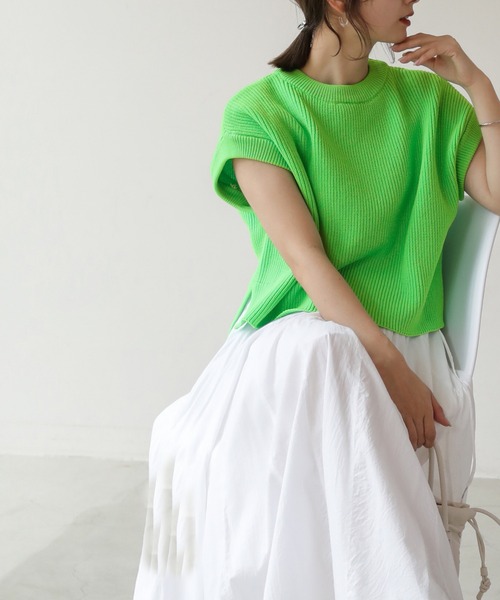 frames RAY CASSIN(フレームスレイカズン)の「WEB限定 ベスト着用可 3袖取り外し3WAYカラーニット(ニット/セーター・レディース・ピンク/イエロー/イエロー×グリーン・FREE)」の4枚目の写真