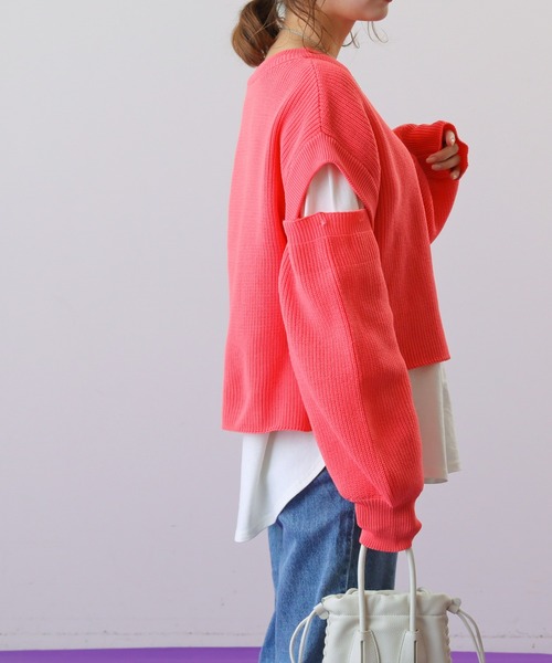 frames RAY CASSIN(フレームスレイカズン)の「WEB限定 ベスト着用可 3袖取り外し3WAYカラーニット(ニット/セーター・レディース・ピンク/イエロー/イエロー×グリーン・FREE)」の17枚目の写真