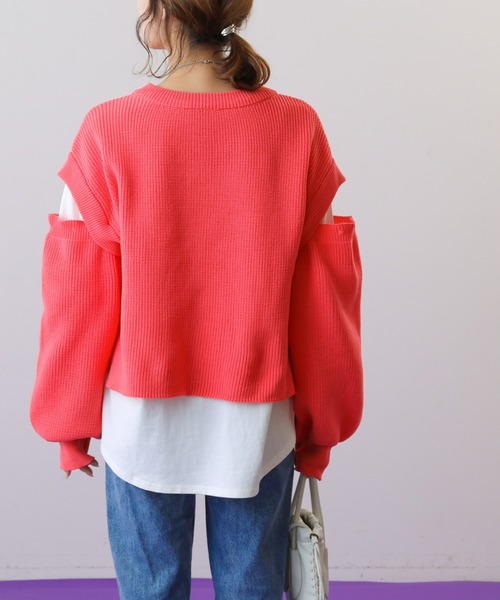 frames RAY CASSIN(フレームスレイカズン)の「WEB限定 ベスト着用可 3袖取り外し3WAYカラーニット(ニット/セーター・レディース・ピンク/イエロー/イエロー×グリーン・FREE)」の18枚目の写真