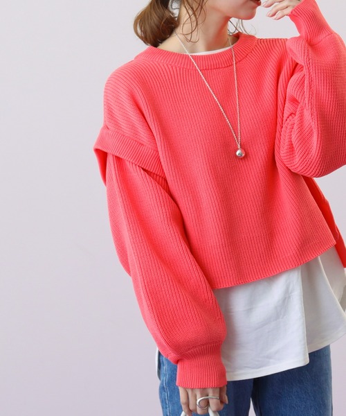 frames RAY CASSIN(フレームスレイカズン)の「WEB限定 ベスト着用可 3袖取り外し3WAYカラーニット(ニット/セーター・レディース・ピンク/イエロー/イエロー×グリーン・FREE)」の11枚目の写真