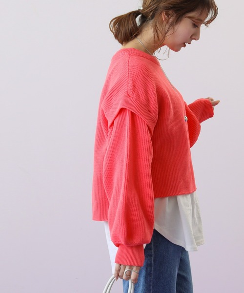 frames RAY CASSIN(フレームスレイカズン)の「WEB限定 ベスト着用可 3袖取り外し3WAYカラーニット(ニット/セーター・レディース・ピンク/イエロー/イエロー×グリーン・FREE)」の14枚目の写真