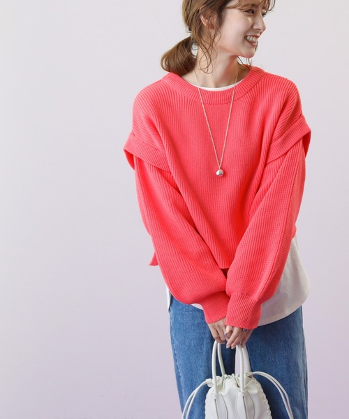 frames RAY CASSIN(フレームスレイカズン)の「WEB限定 ベスト着用可 3袖取り外し3WAYカラーニット(ニット/セーター・レディース・ピンク/イエロー/イエロー×グリーン・FREE)」の13枚目の写真