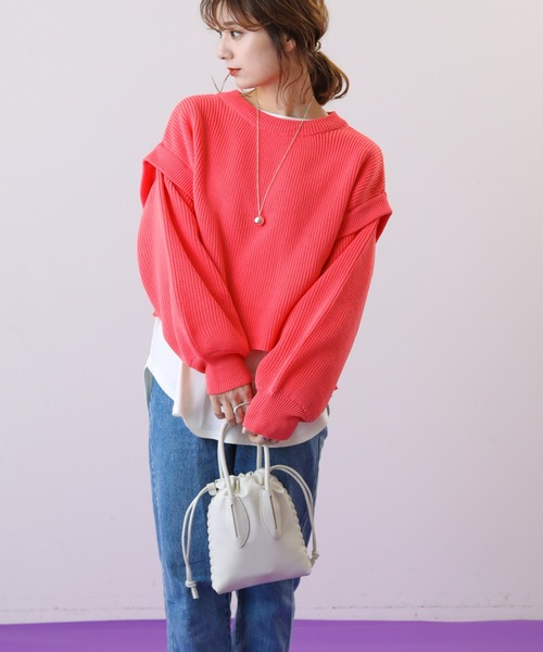 frames RAY CASSIN(フレームスレイカズン)の「WEB限定 ベスト着用可 3袖取り外し3WAYカラーニット(ニット/セーター・レディース・ピンク/イエロー/イエロー×グリーン・FREE)」の12枚目の写真