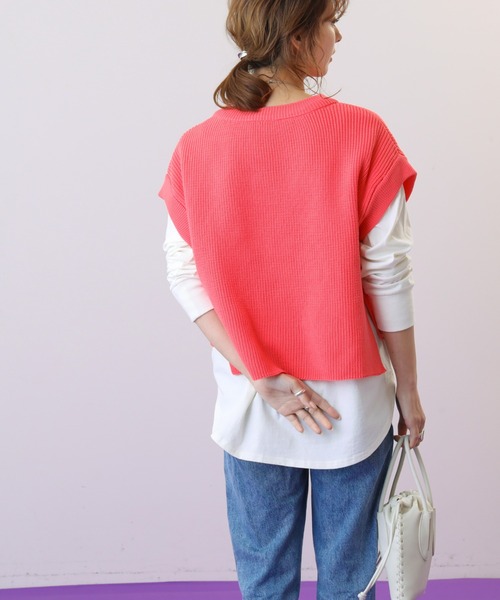 frames RAY CASSIN(フレームスレイカズン)の「WEB限定 ベスト着用可 3袖取り外し3WAYカラーニット(ニット/セーター・レディース・ピンク/イエロー/イエロー×グリーン・FREE)」の20枚目の写真